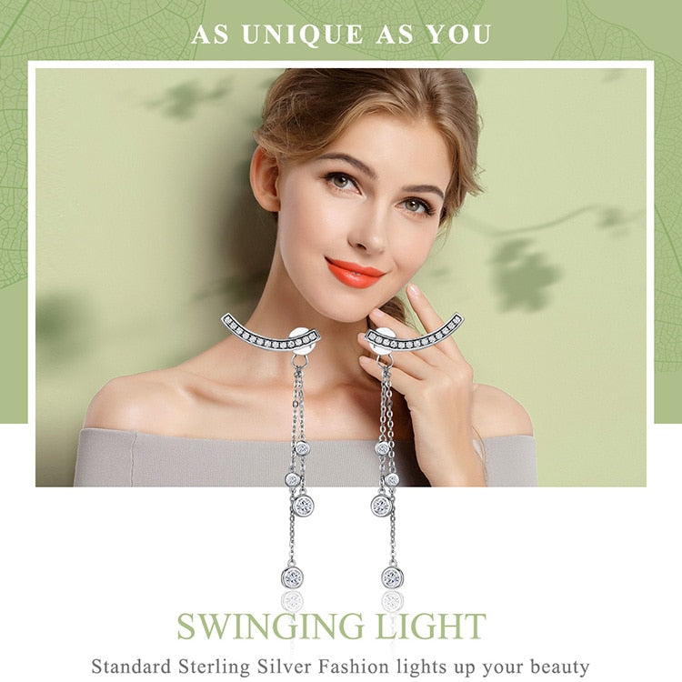 925 Sterling Silver Swinging Light Drop Earrings