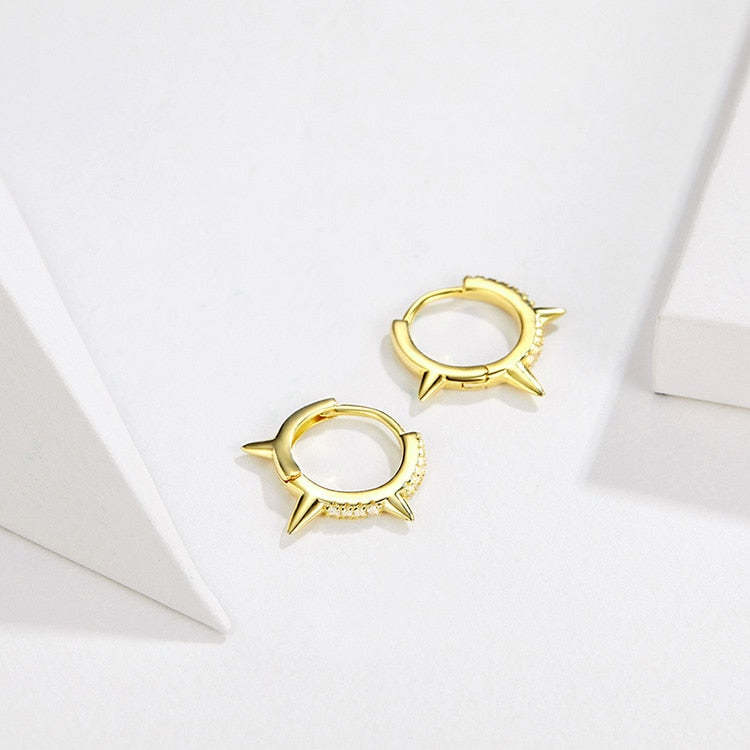 925 Sterling Silver Hoop Earrings-Gold Color